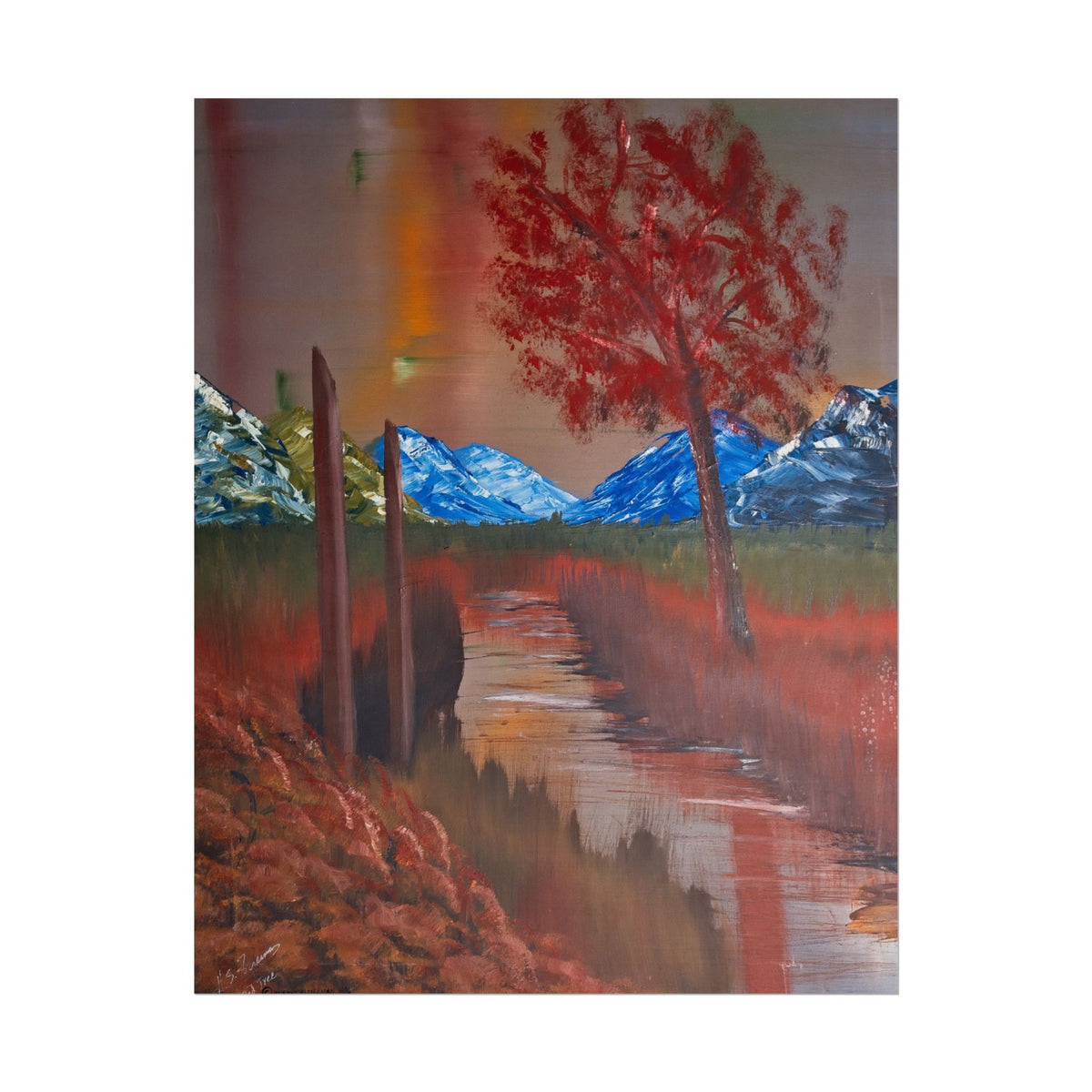 Autumn Mountain Stream Poster — Scenic Fall Landscape Wall Art