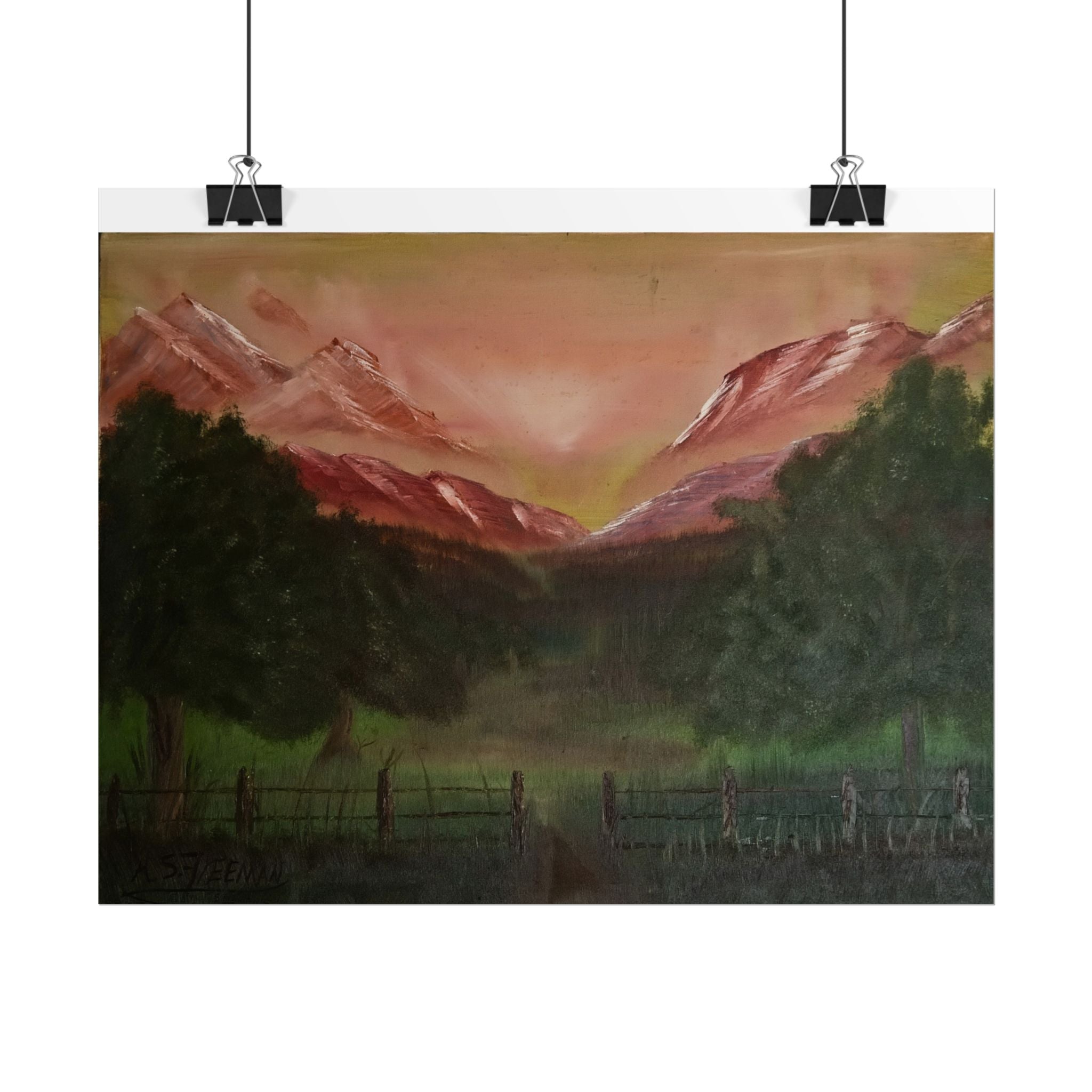 Mountain Sunset Landscape Poster — Rolled Art Print