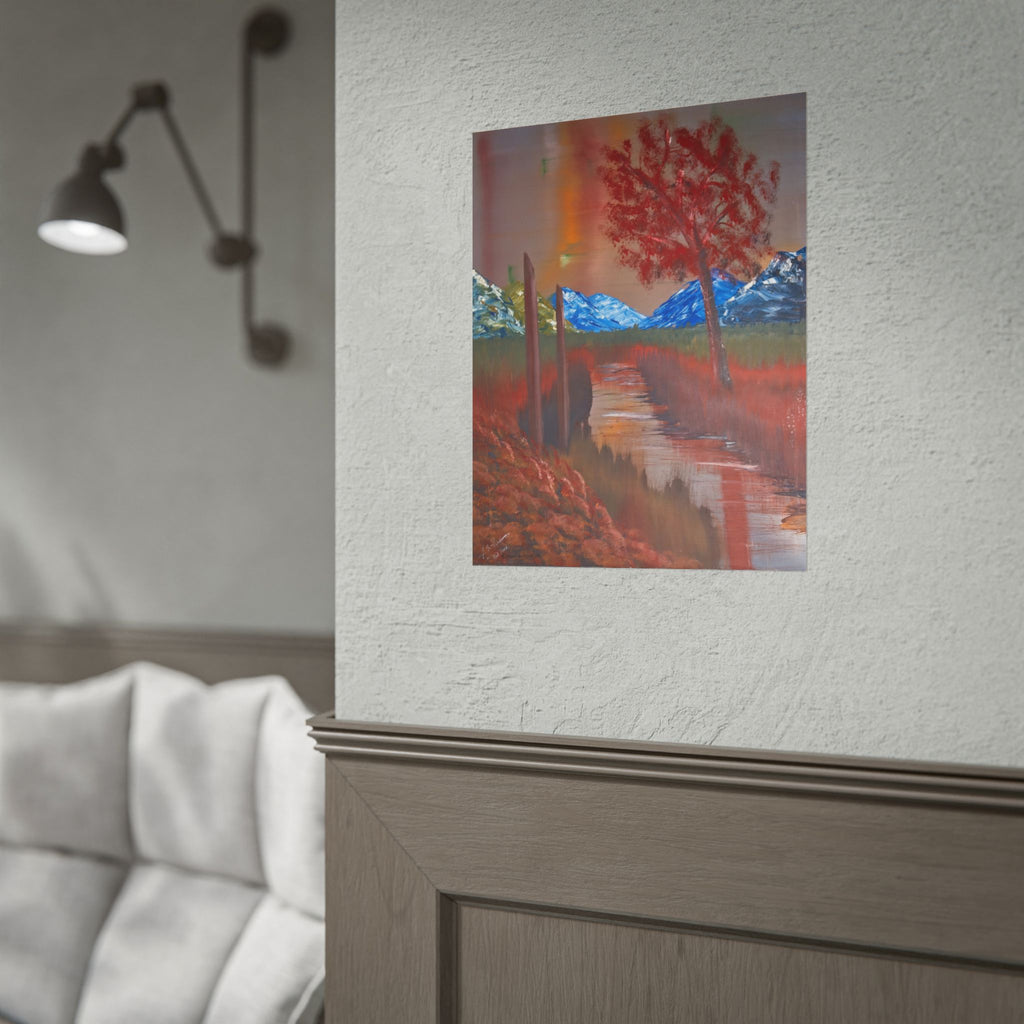 Autumn Mountain Stream Poster — Scenic Fall Landscape Wall Art