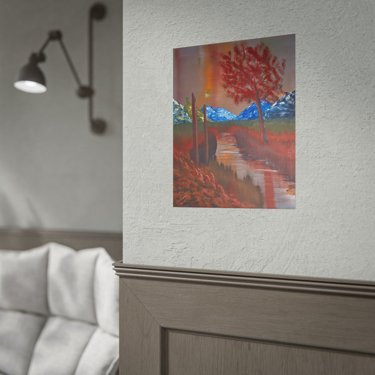 Autumn Mountain Stream Poster — Scenic Fall Landscape Wall Art