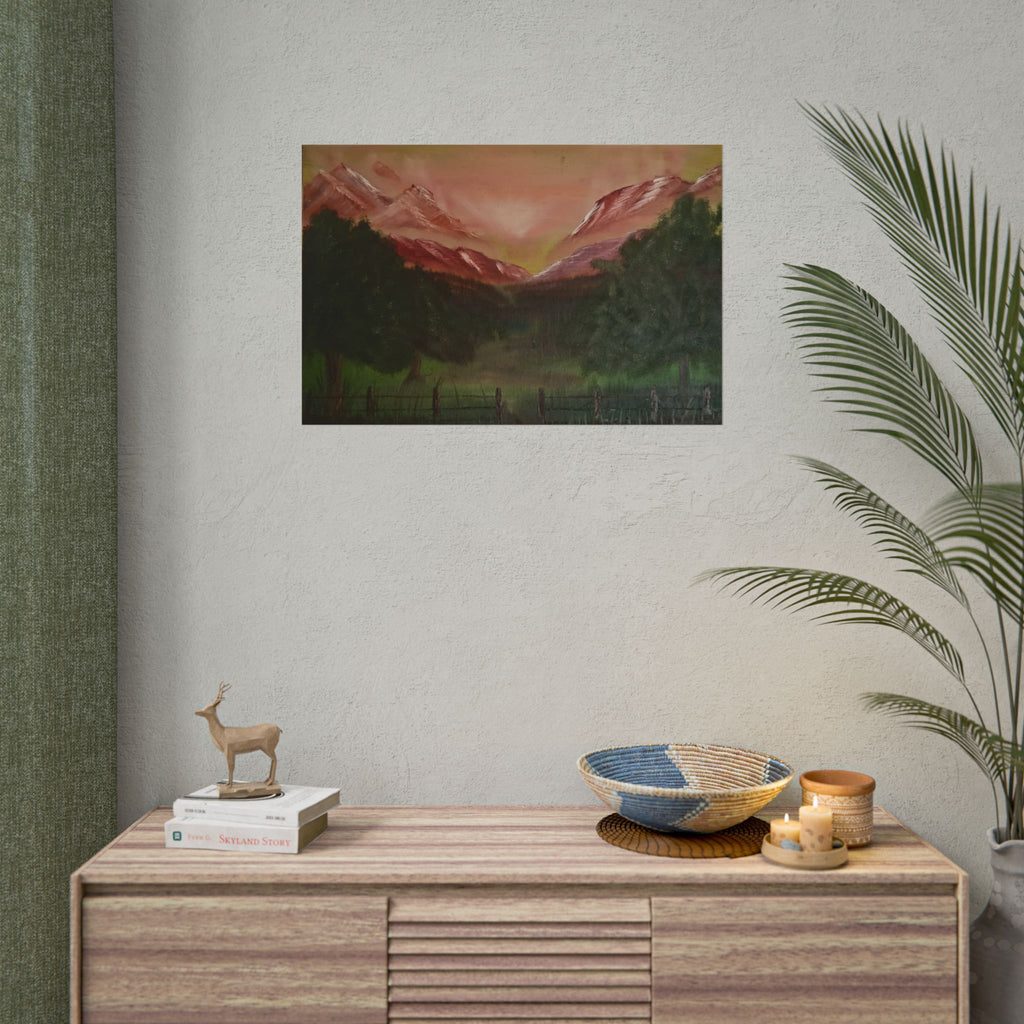 Mountain Sunset Landscape Poster — Rolled Art Print