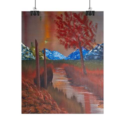 Autumn Mountain Stream Poster — Scenic Fall Landscape Wall Art