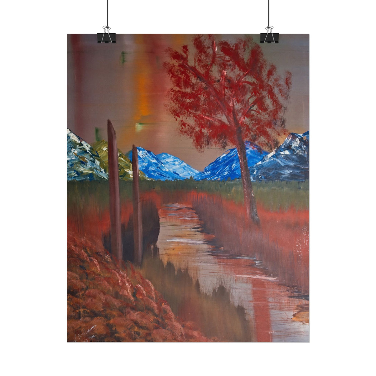 Autumn Mountain Stream Poster — Scenic Fall Landscape Wall Art
