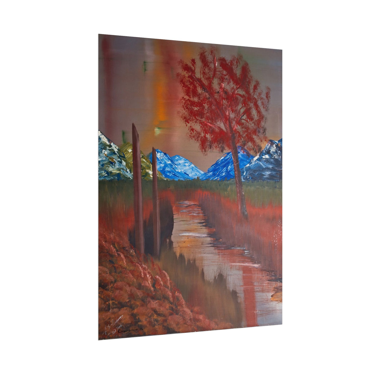 Autumn Mountain Stream Poster — Scenic Fall Landscape Wall Art