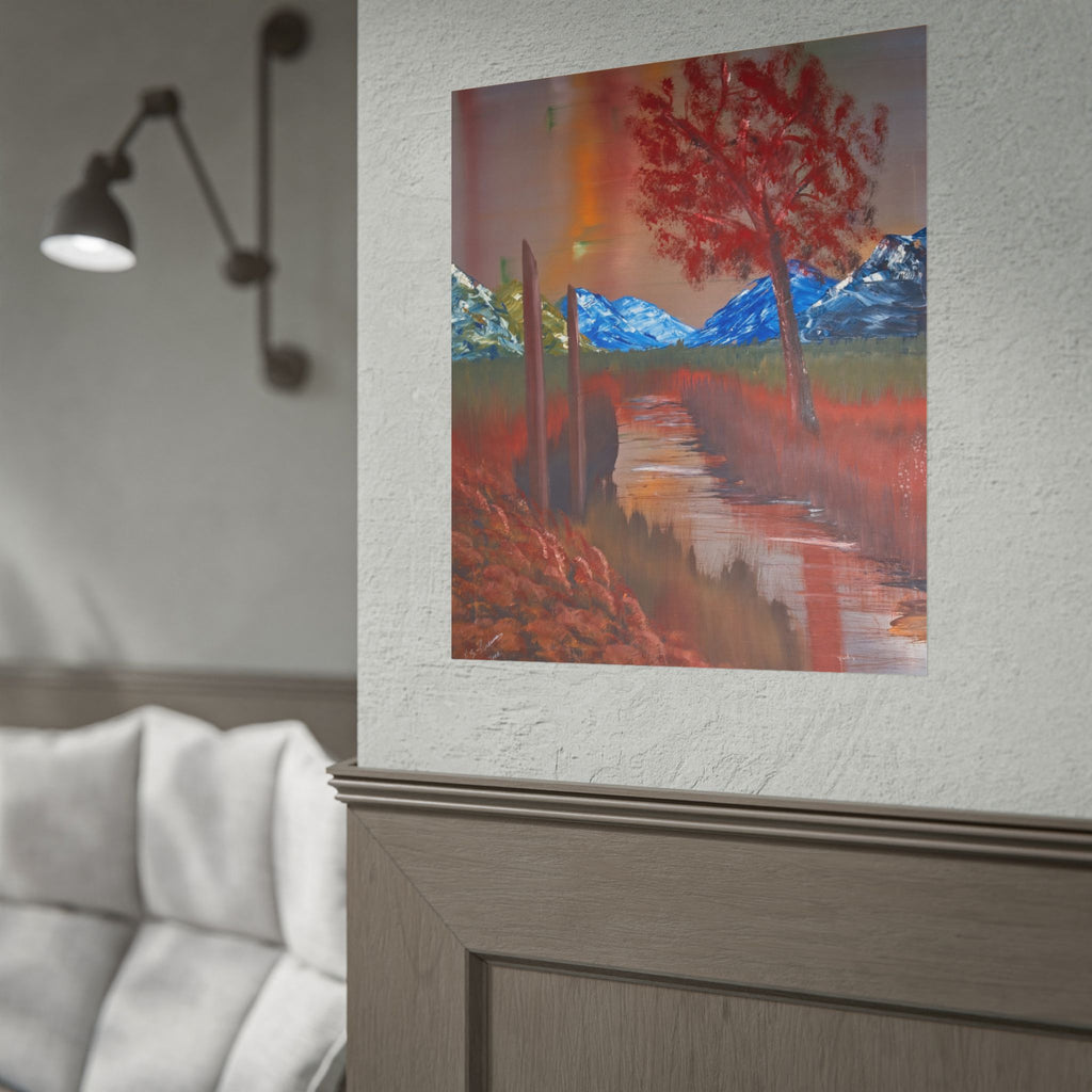 Autumn Mountain Stream Poster — Scenic Fall Landscape Wall Art
