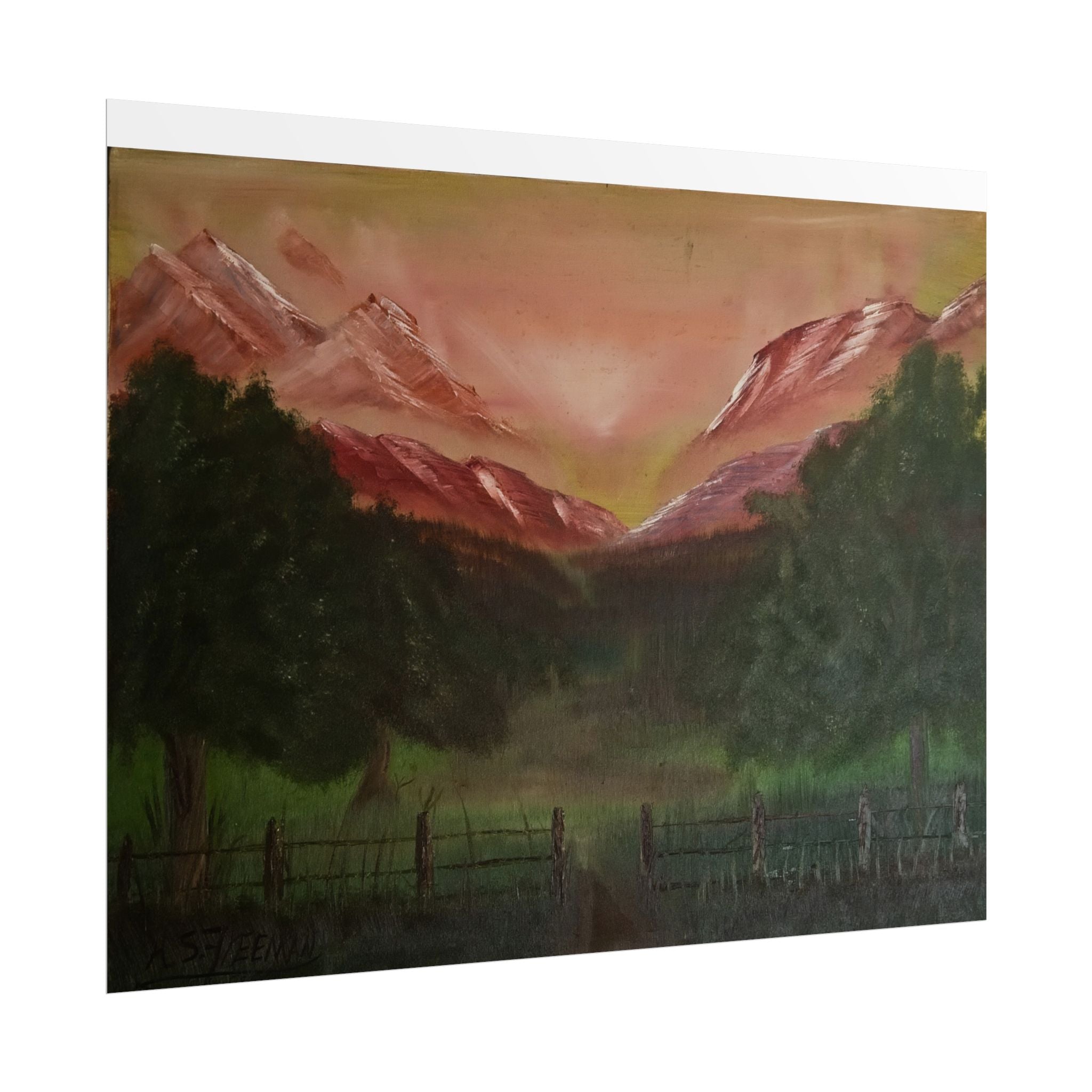 Mountain Sunset Landscape Poster — Rolled Art Print