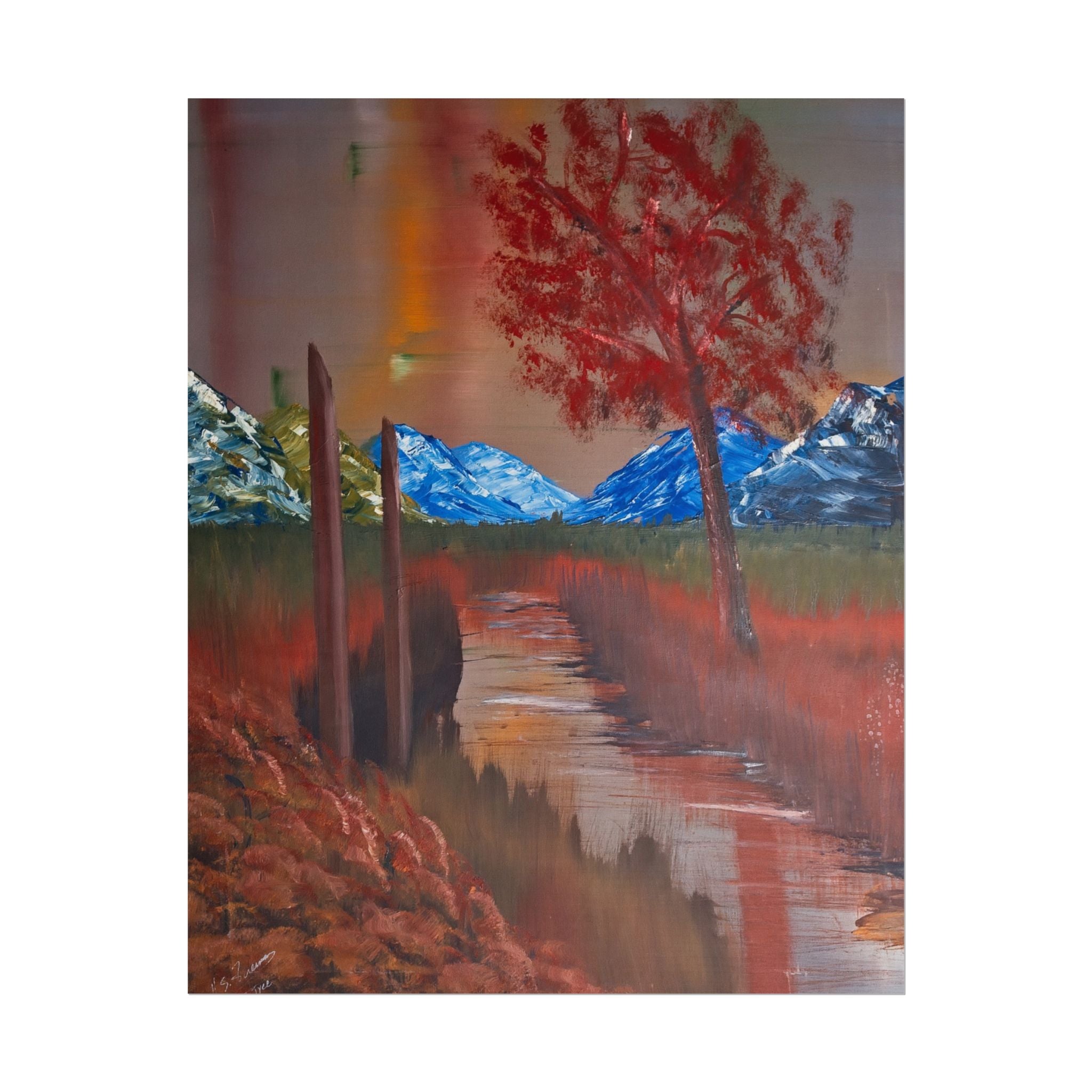 Autumn Mountain Stream Poster — Scenic Fall Landscape Wall Art