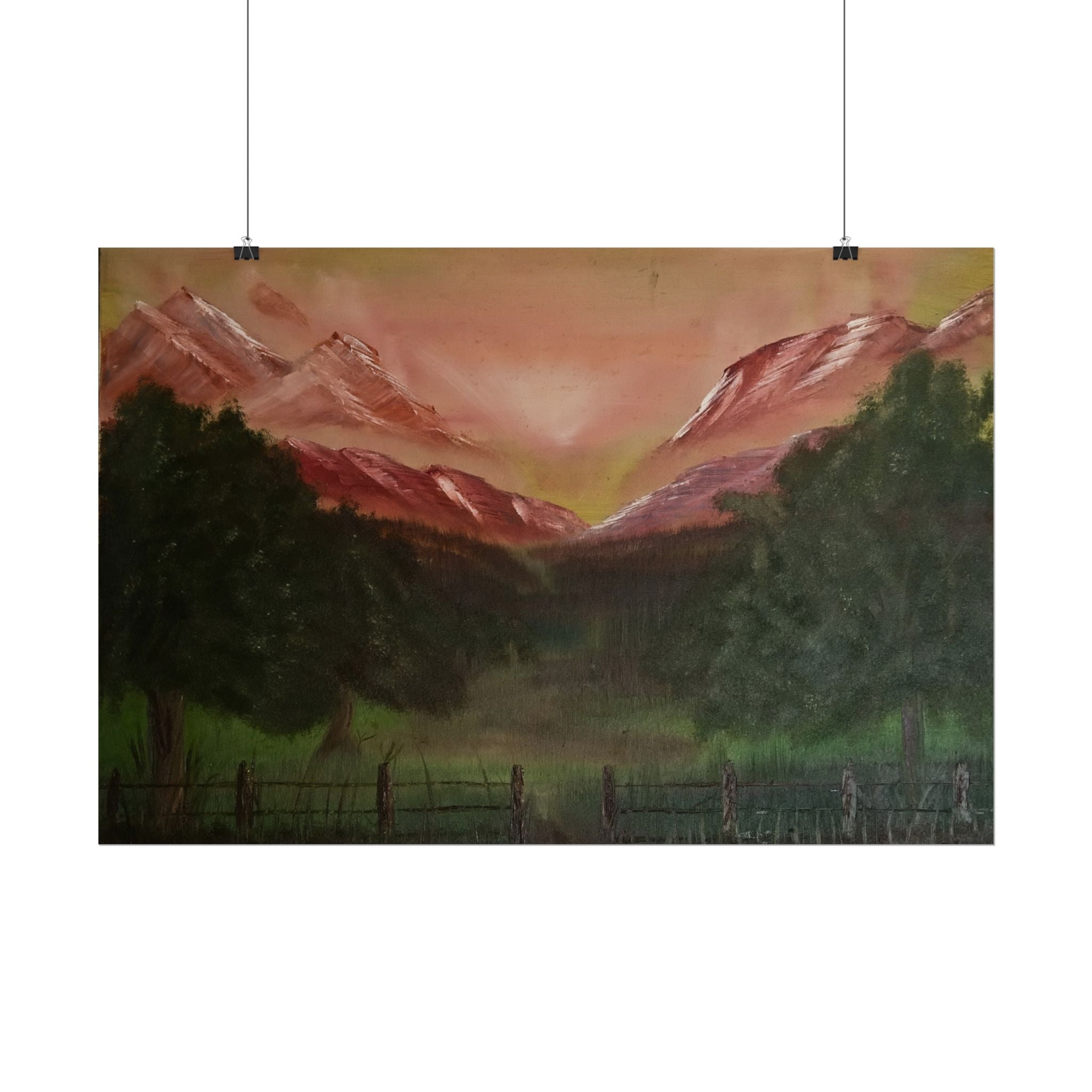Mountain Sunset Landscape Poster — Rolled Art Print
