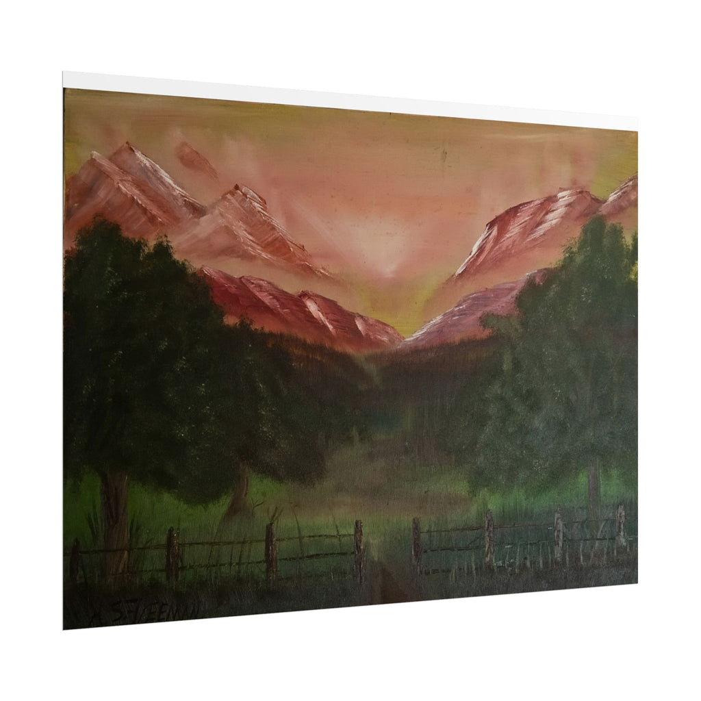 Mountain Sunset Landscape Poster — Rolled Art Print