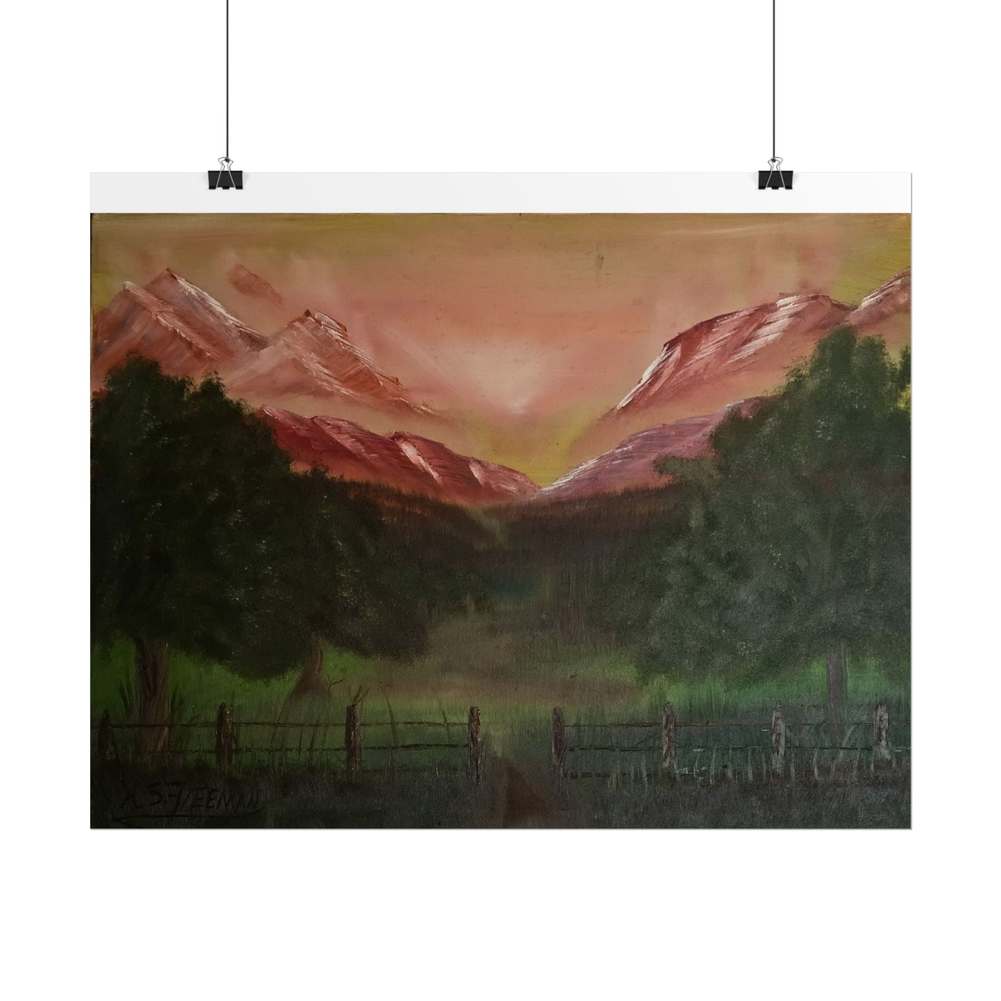 Mountain Sunset Landscape Poster — Rolled Art Print