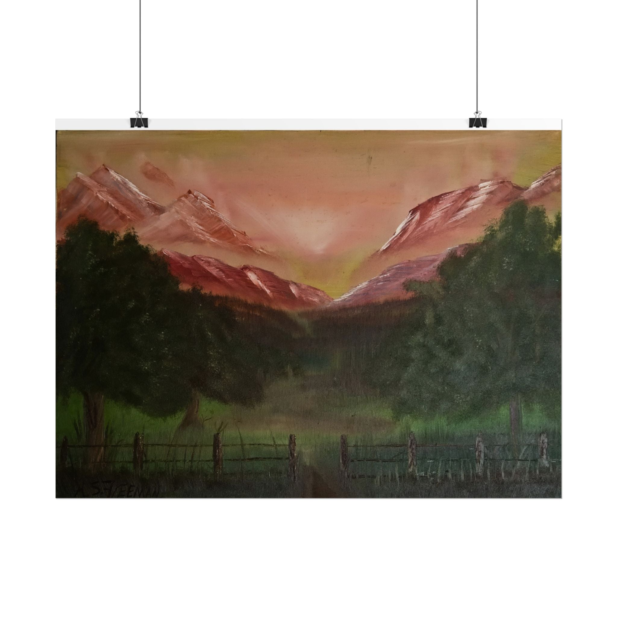 Mountain Sunset Landscape Poster — Rolled Art Print