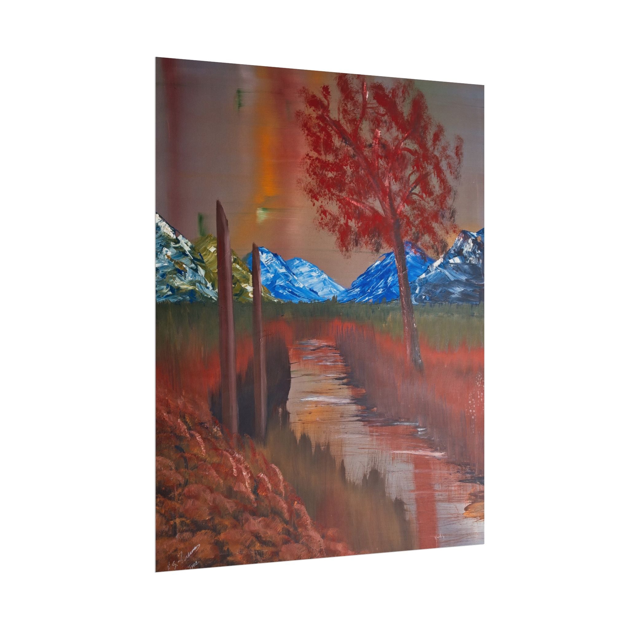 Autumn Mountain Stream Poster — Scenic Fall Landscape Wall Art